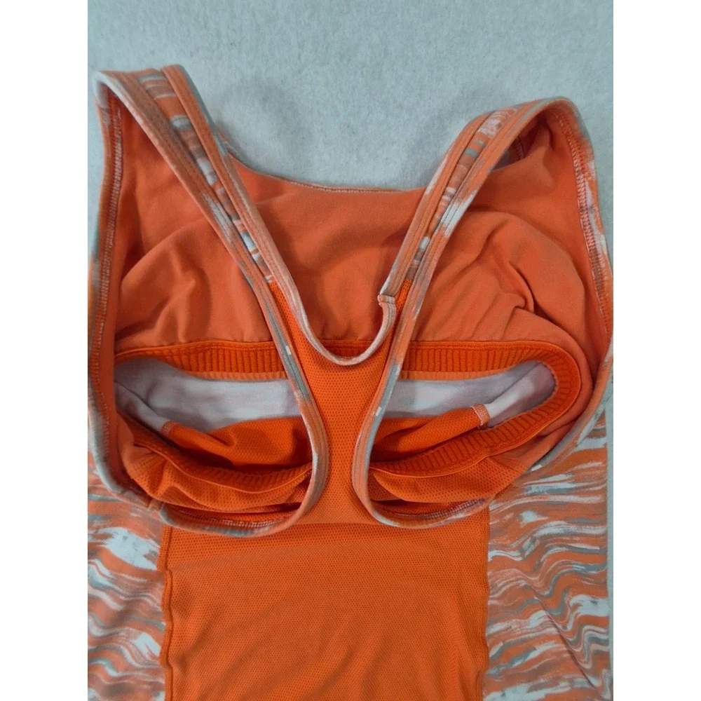 Nike Dri-FIT Built In Sports Bra Tank Top Women's L Orange Racerback